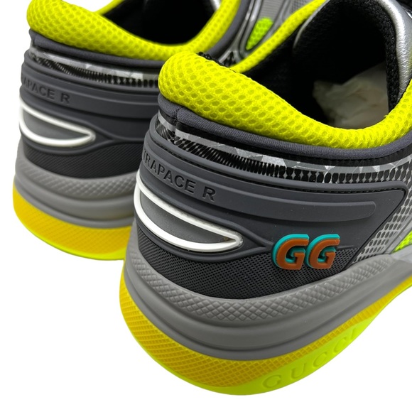 GUCCI Ultrapace R Low Top Sneakers Grey Neon Yellow - Picture 9 of 13